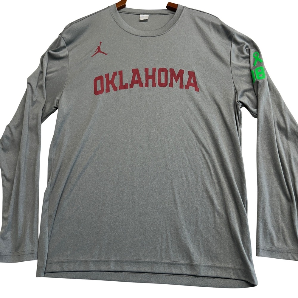 Sport-Tek Oklahoma Sooners Jordan 988 Long Sleeve Shirt Gray Mens L ST350LS
